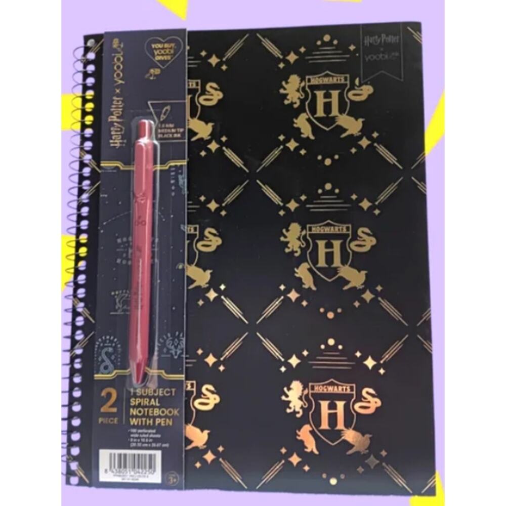 yoobi x Harry Potter 2 Piece 1 Subject Spiral Notebook With Pen and Eraser s2